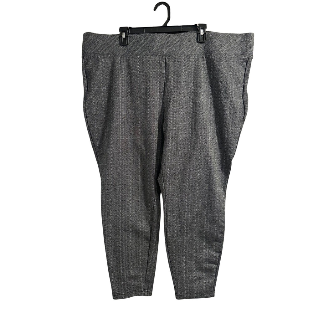 Torrid Grey Herringbone Plaid Pixie Pants Plus Size 4R Stretch Pull On Trousers